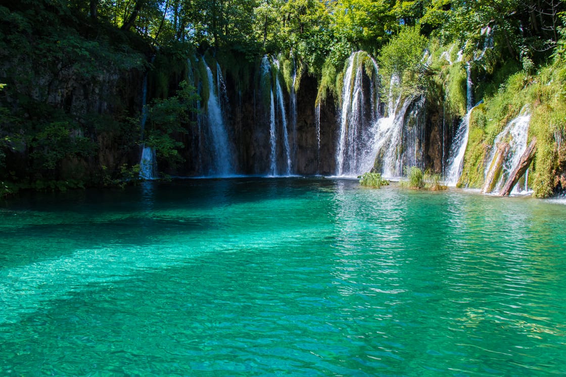 Waterfalls and forest at Plitvice Lakes National Park