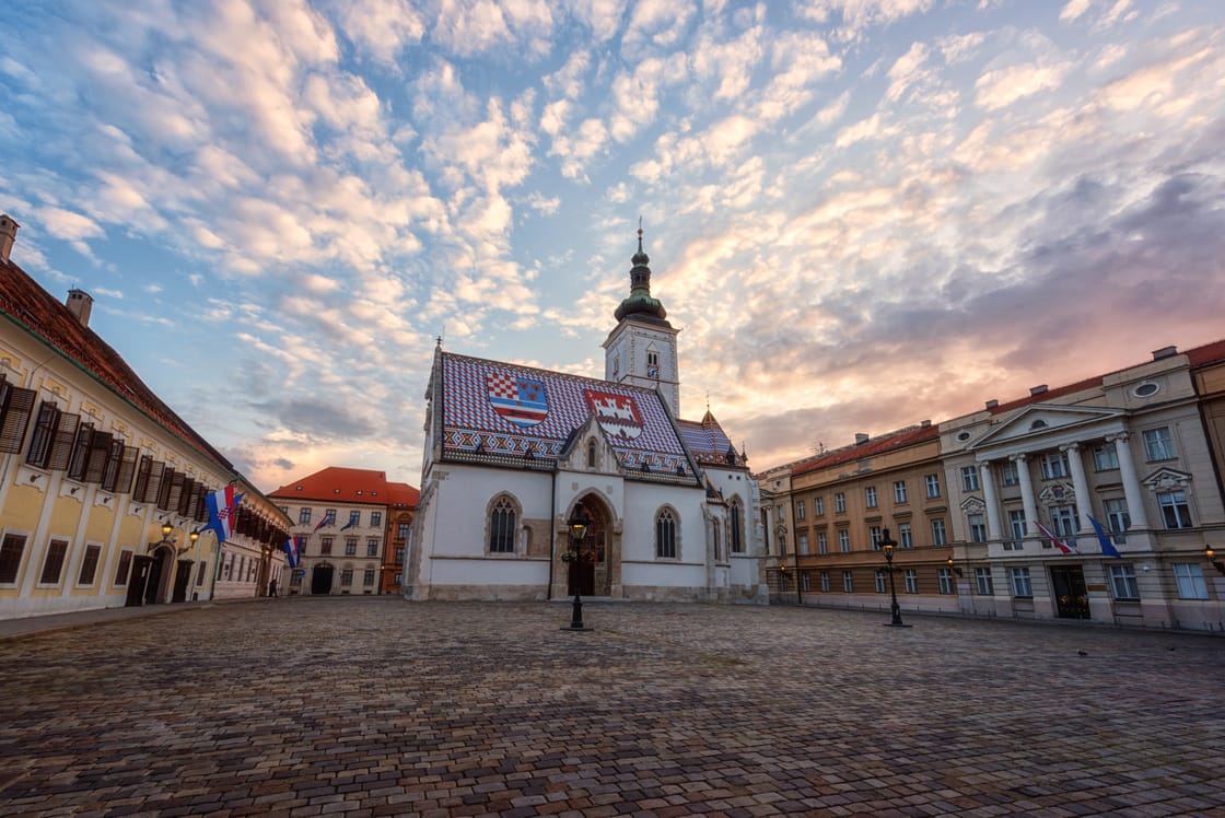 Saint Mark's Church and square in Zagreb Upper Town